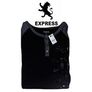 Mens Express Raglan Black/Gray long sleeve Tshirt XL/TG